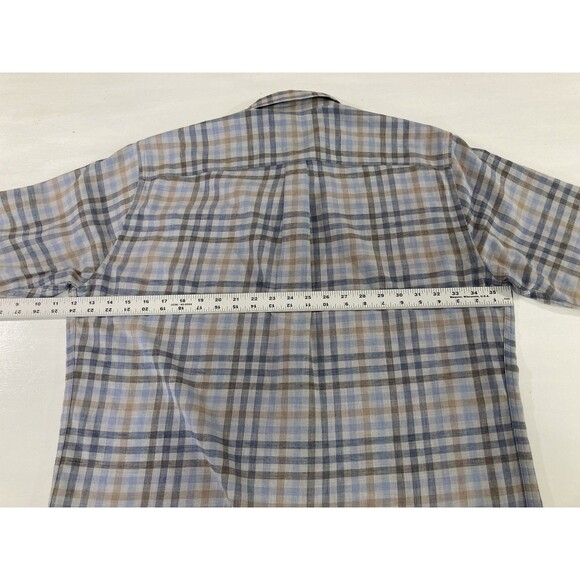 Peter Millar Hill Point Shirt Men’s L Blue Plaid Cotton Button Up Preppy - Picture 7 of 8